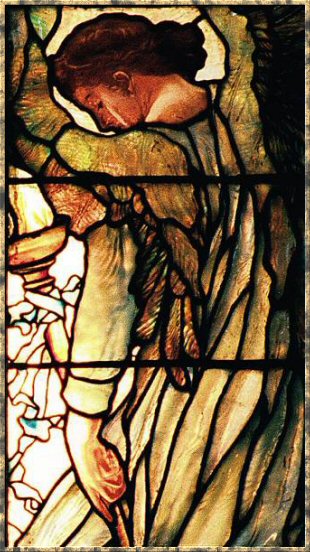 Stained glass window with angel