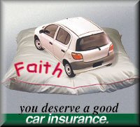 Car resting on a pillow named faith