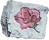 Picture of a rose carved into a rock
