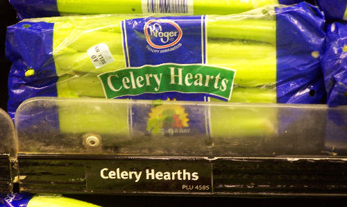 Sign for celery hearts says celery hearths