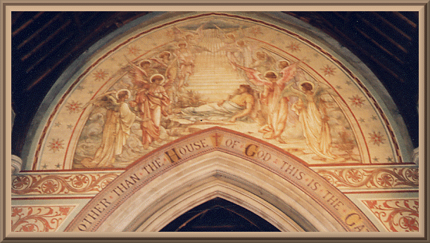 Fresco on arch of Church of Saint Luke of Jacob's ladder