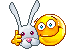 Smiley hugging a bunny